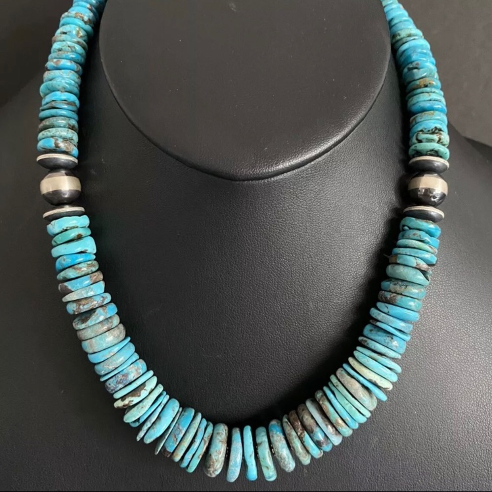 Sterlingsilver Graduated Blueturquoisebeadnecklace - image 1